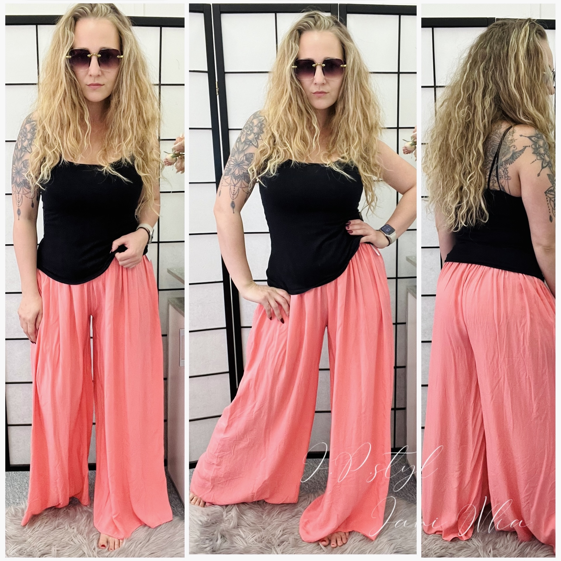 Dokonalé široké kalhoty - lososové