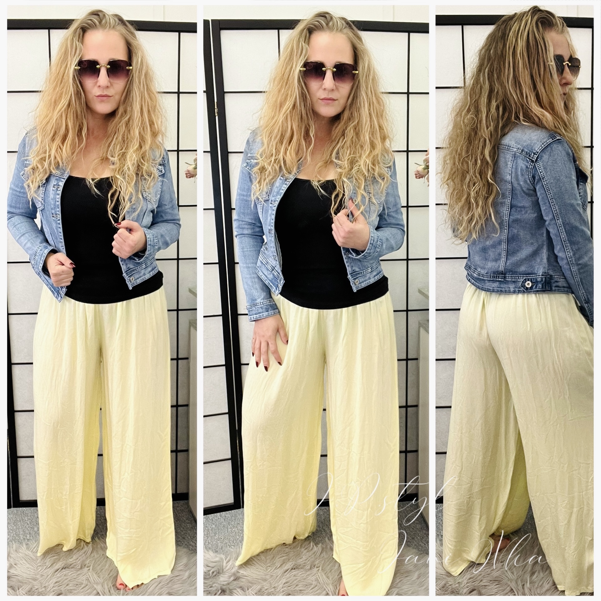 Dokonalé široké kalhoty - světle žluté 