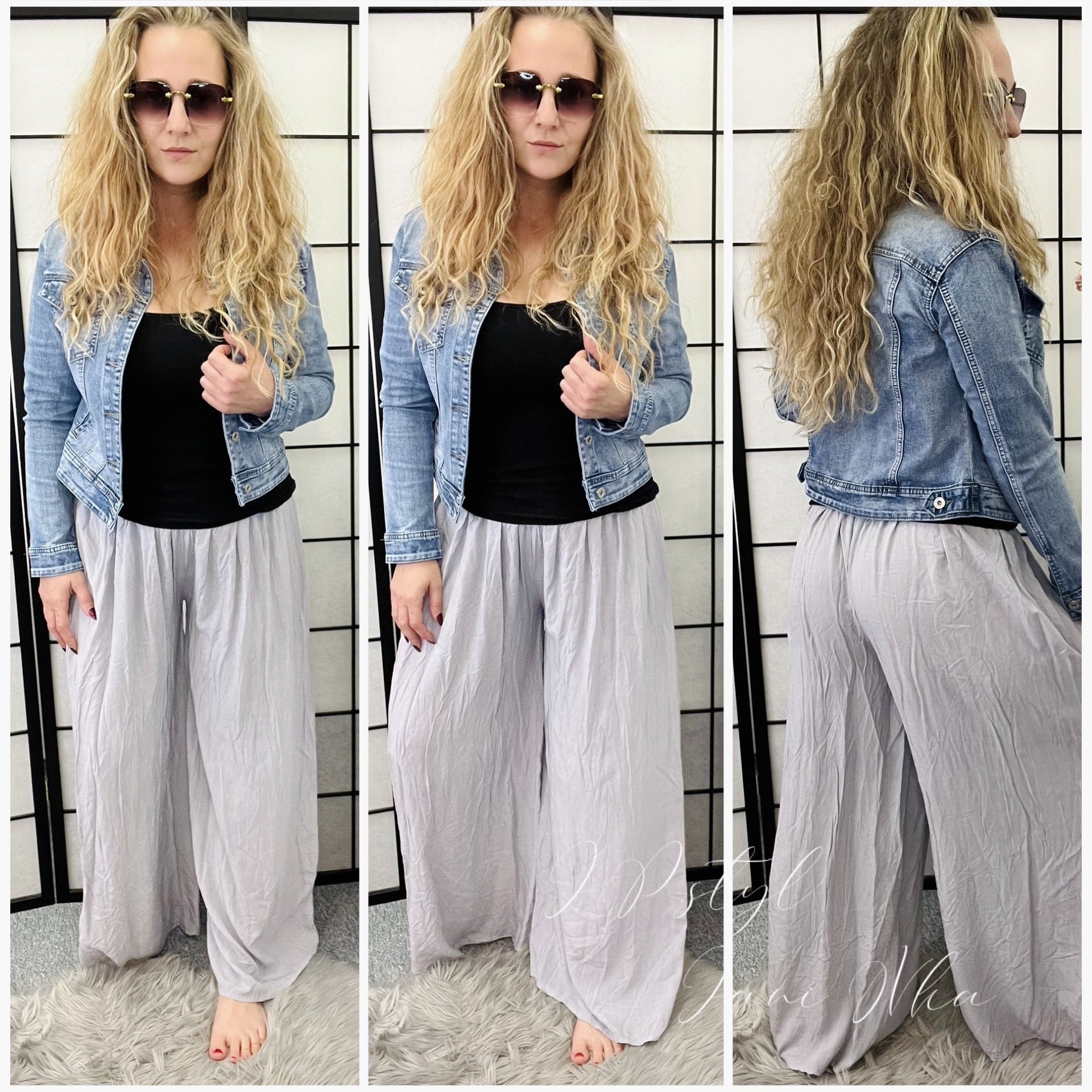 Dokonalé široké kalhoty - světle šedé 