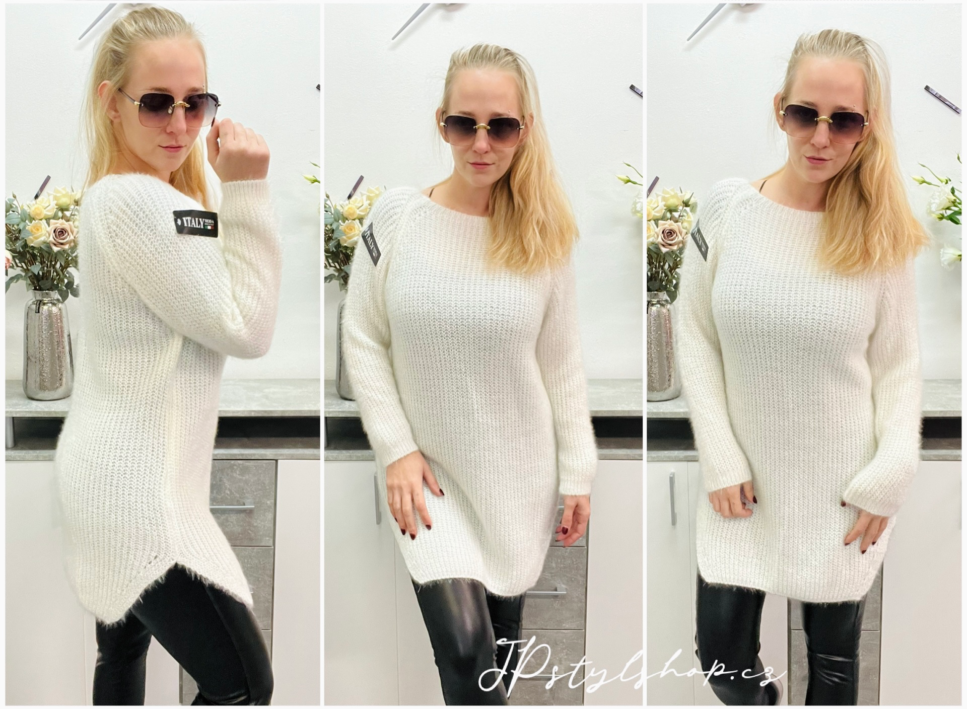 Prodloužený svetřík - bílý