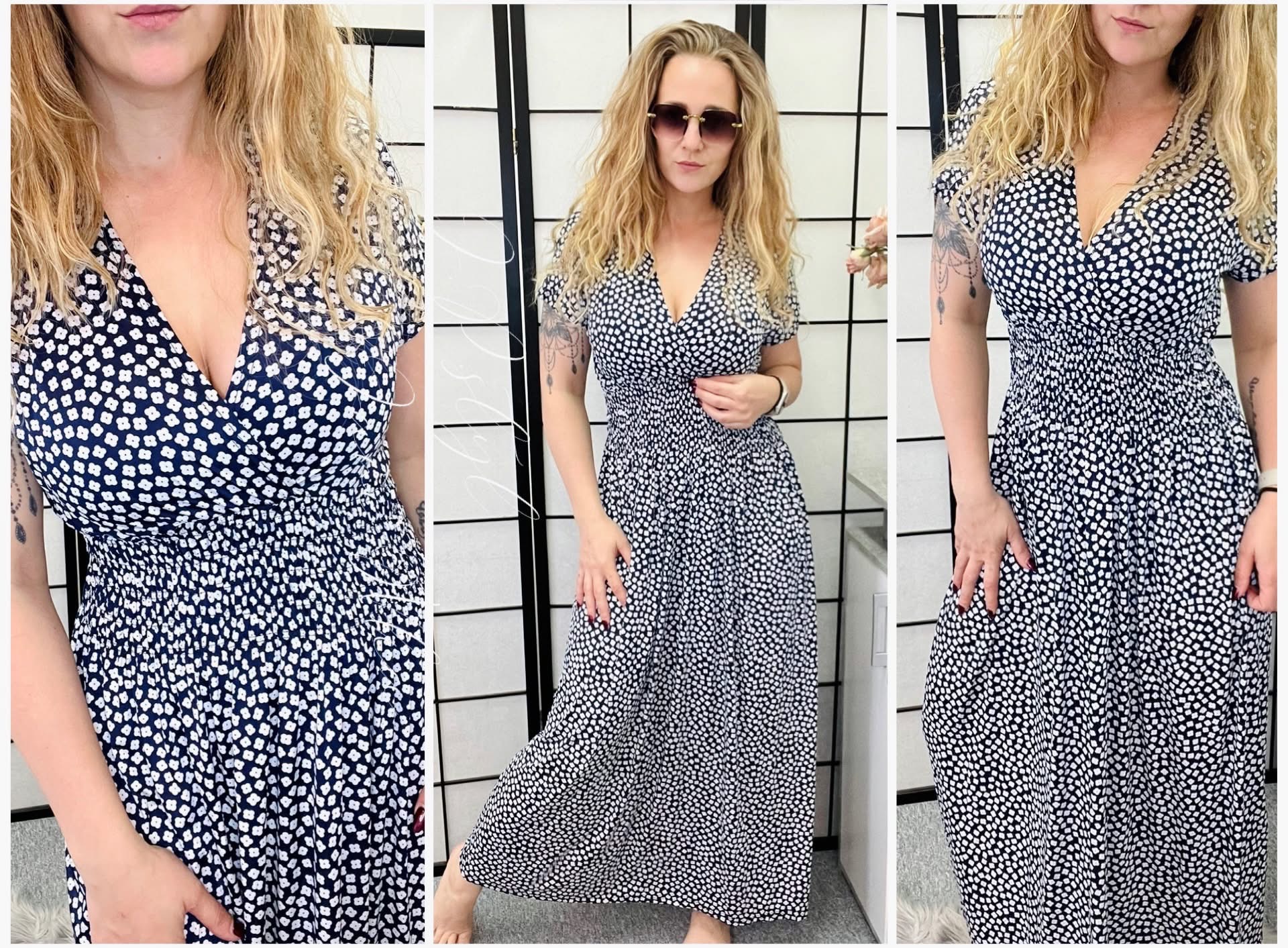 DLOUHÉ KVĚTINOVÉ ŠATEČKY - tmavě modré