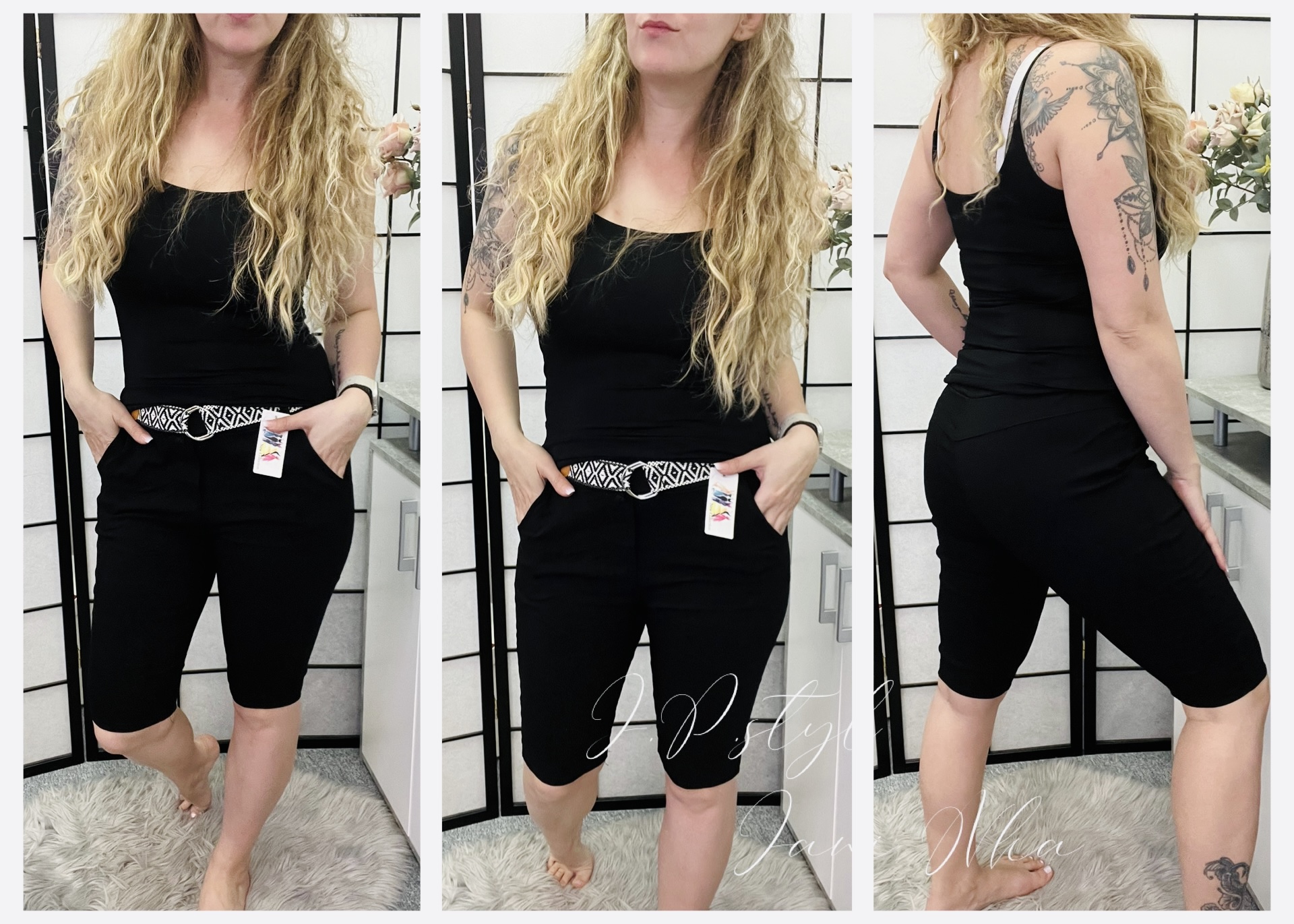 Strečové kraťasy s páskem