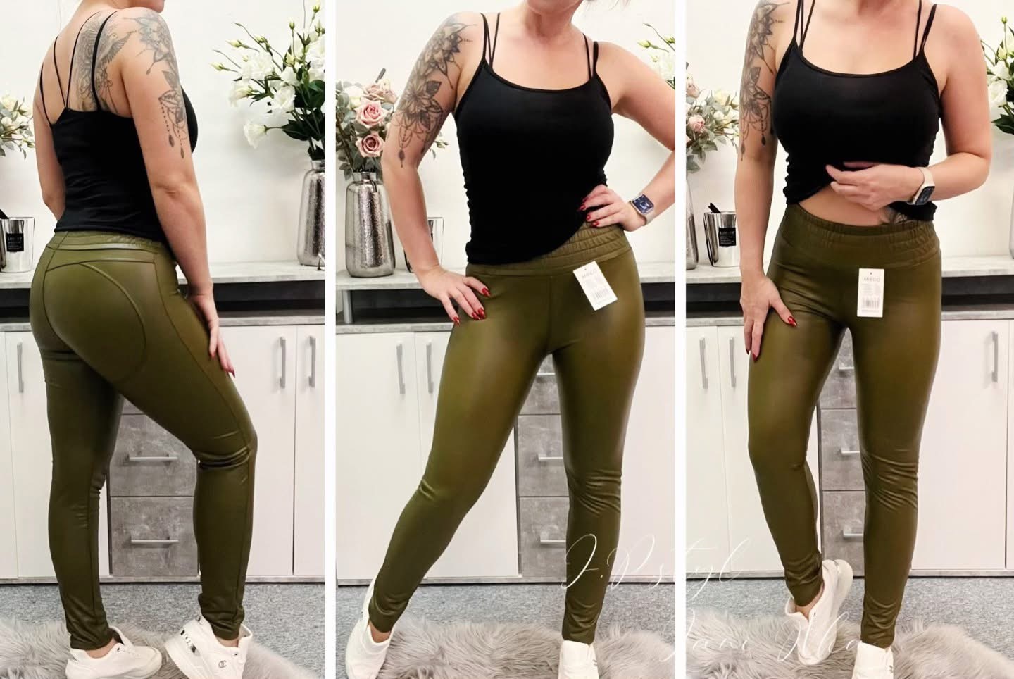 Koženkové kalhotové legíny - guma