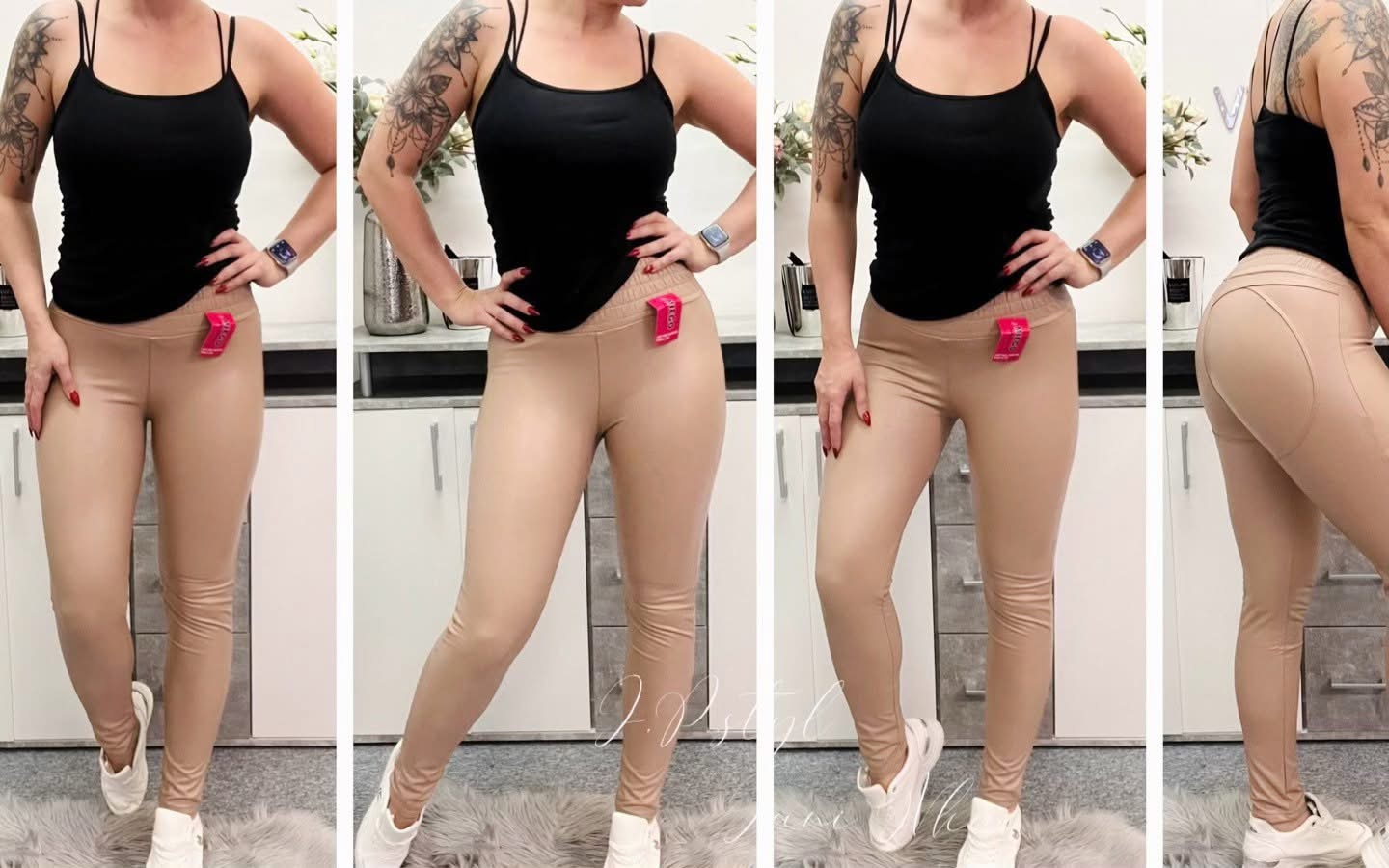 Koženkové kalhotové legíny - guma