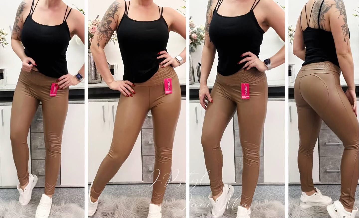 Koženkové kalhotové legíny - guma