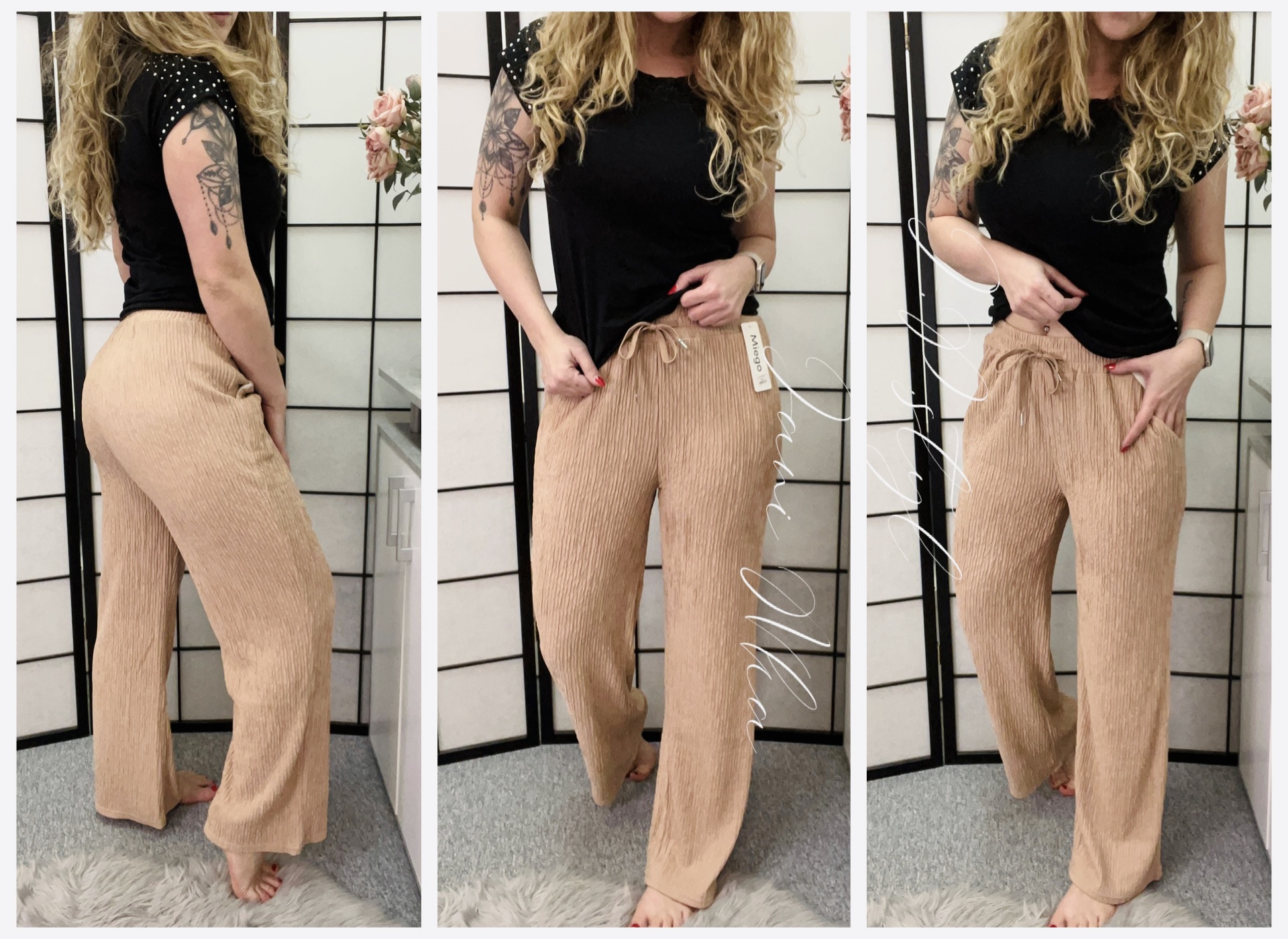 Volnočasové kalhotové tepláky - krémové