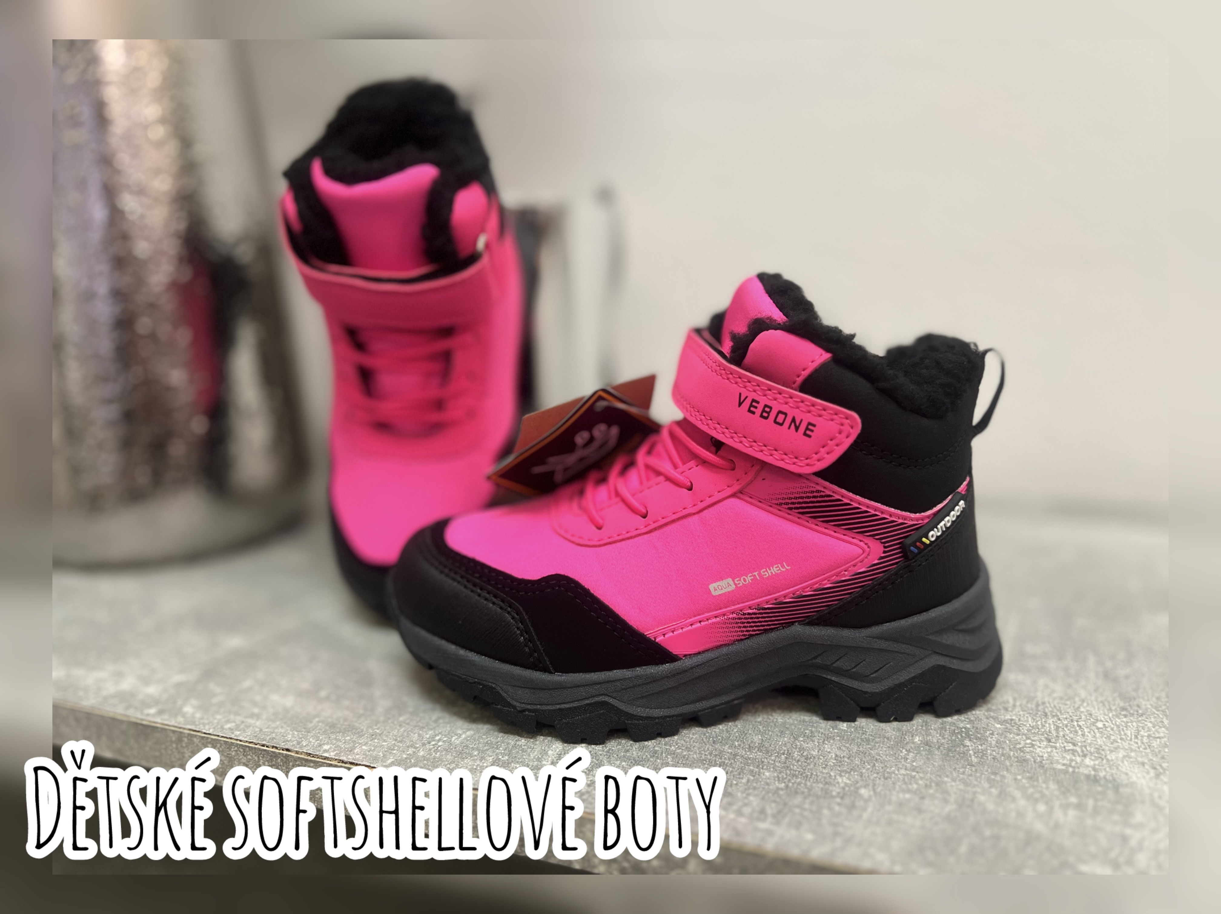 Dětské softshellové zimní boty - fuchsia