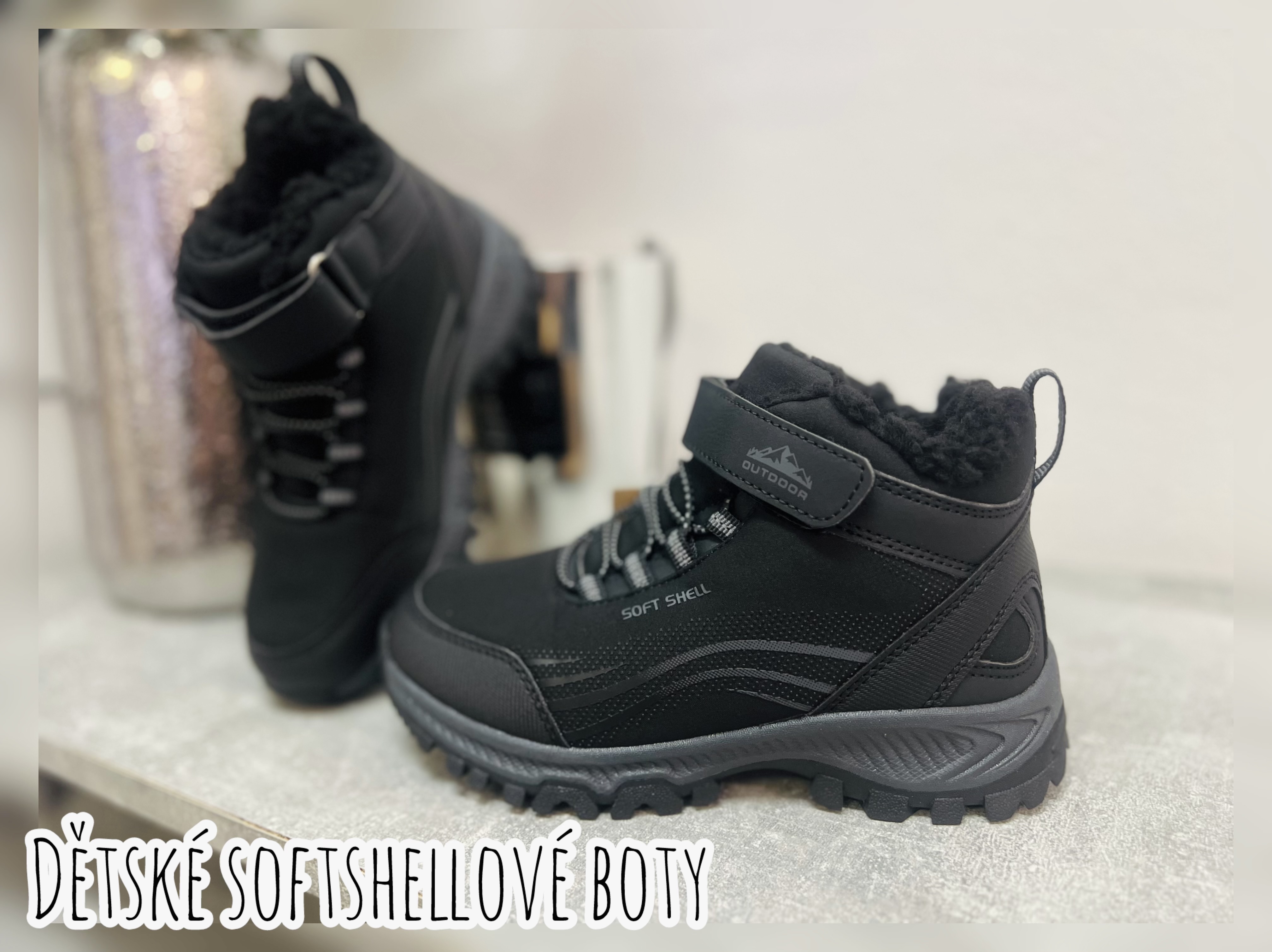 Dětské softshellové zimní boty - černé 