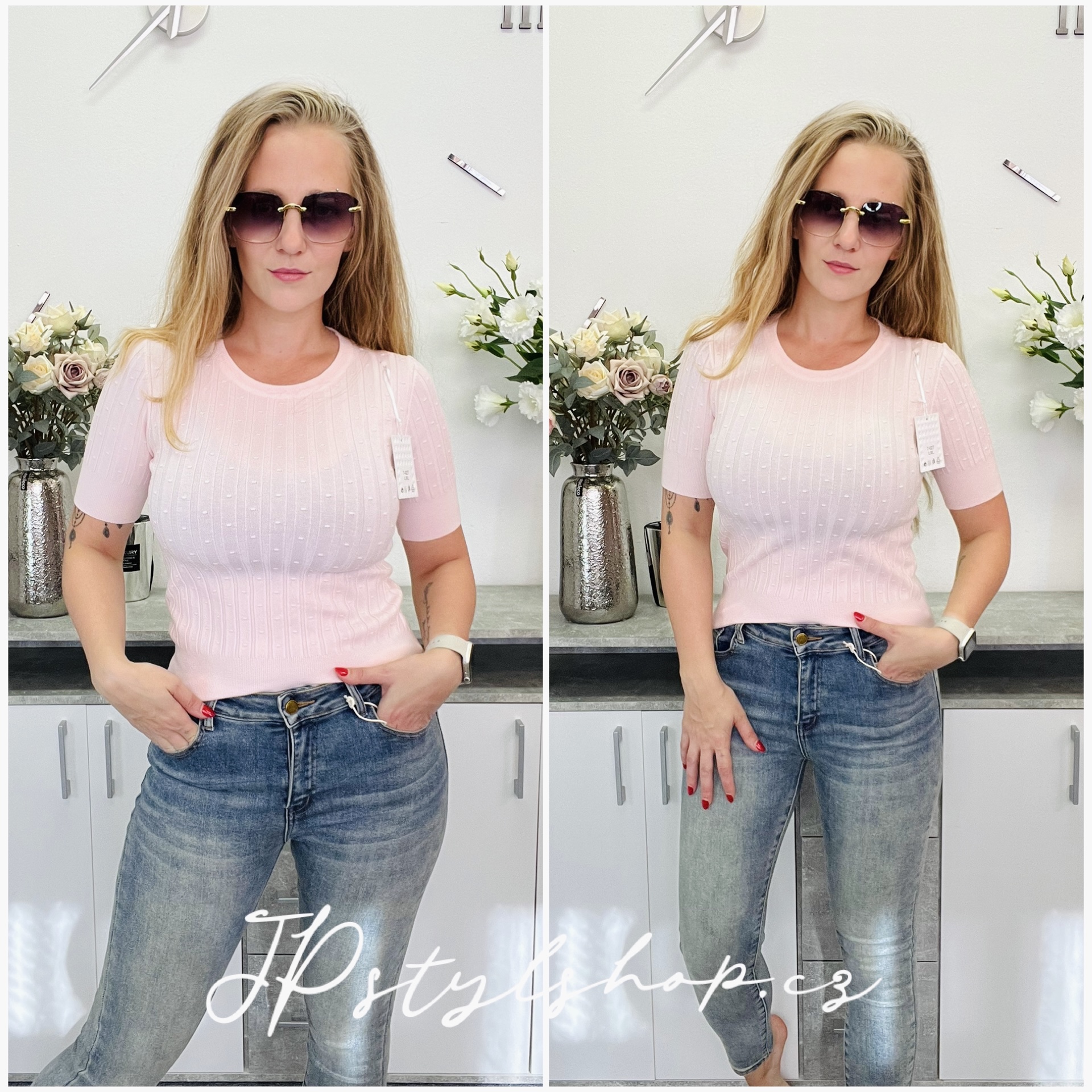 Kombinovaná úpletová halenka Jasny