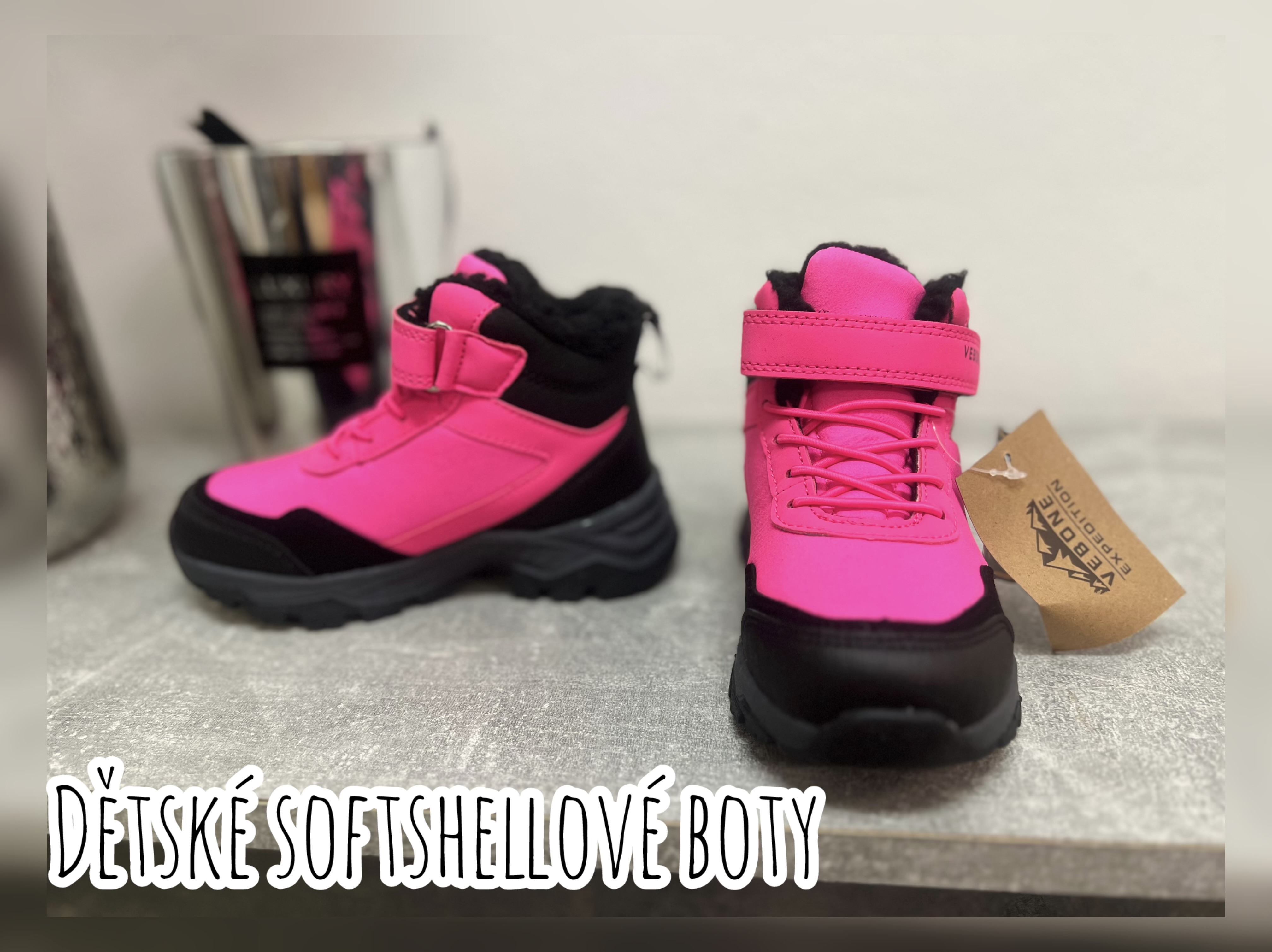 Dětské softshellové zimní boty - fuchsia