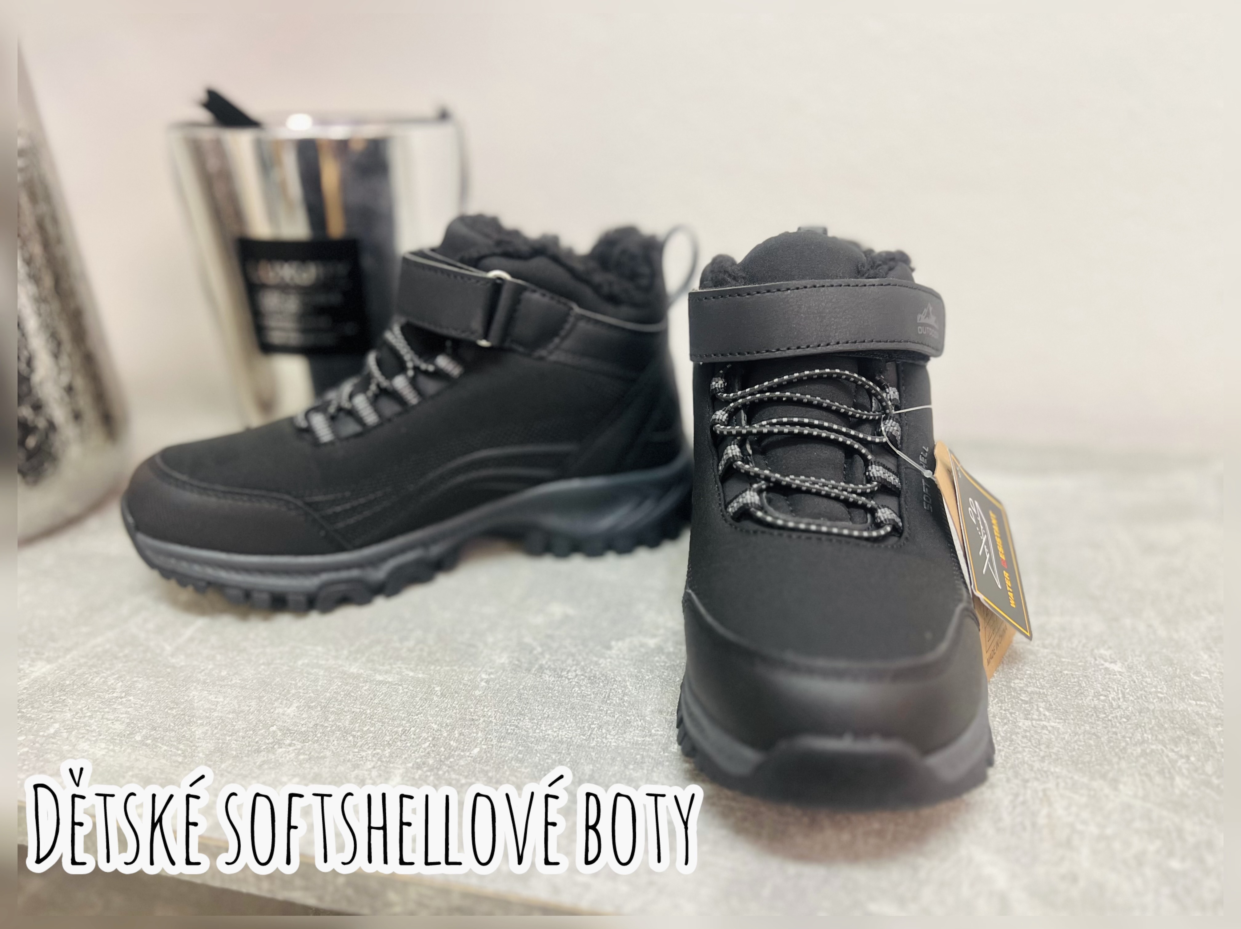 Dětské softshellové zimní boty - černé 