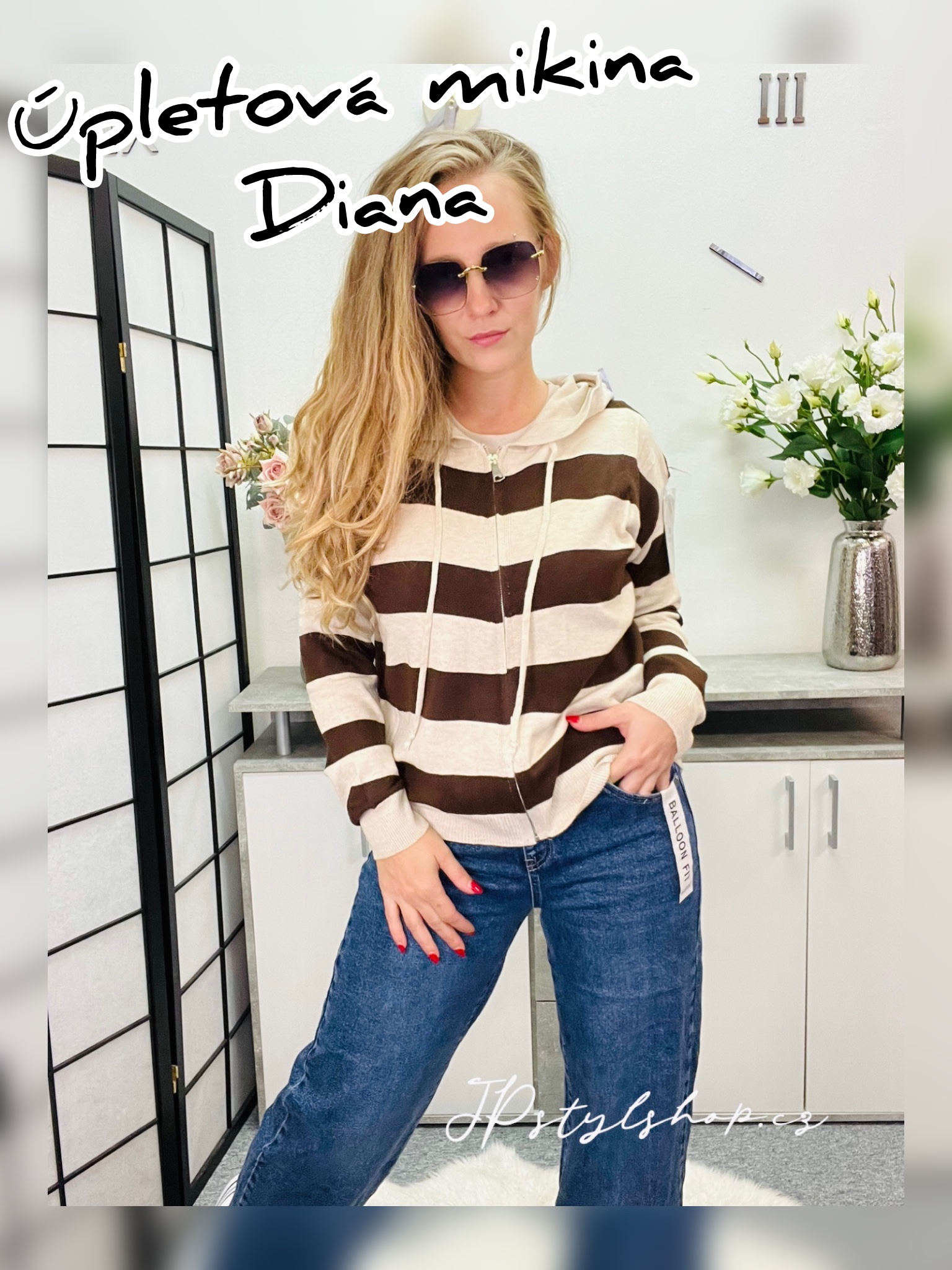 Pruhovaná úpletová mikina Diana