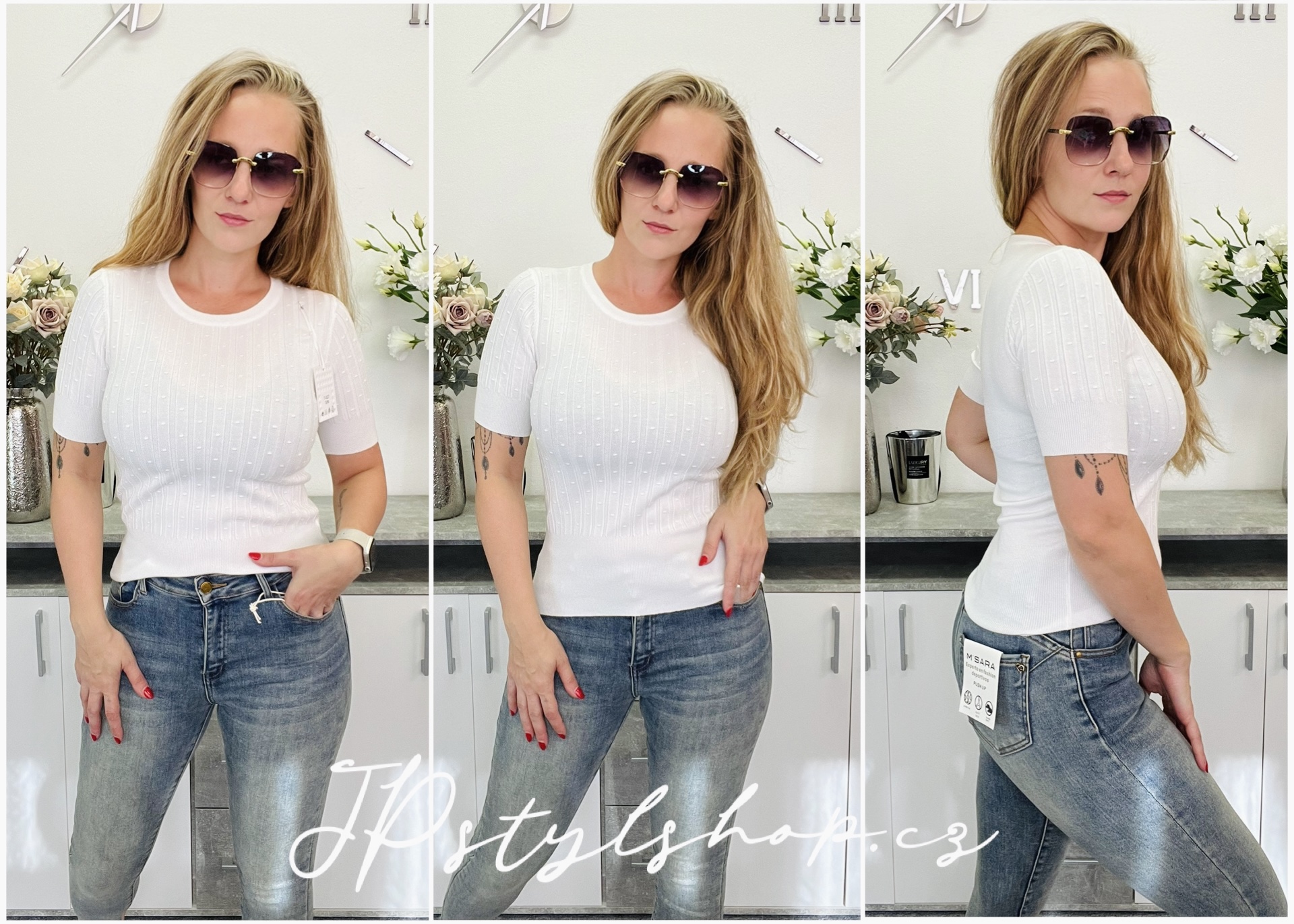 Kombinovaná úpletová halenka Jasny