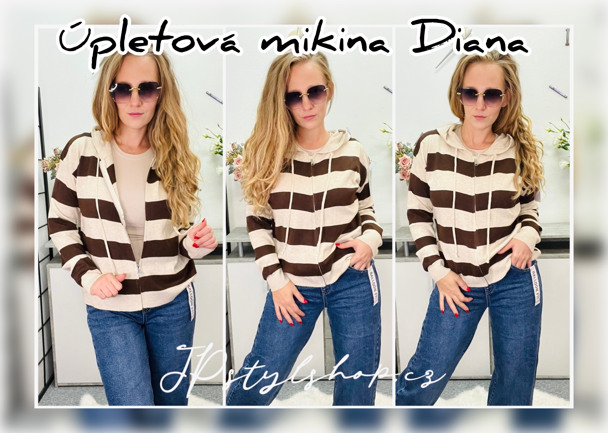 Pruhovaná úpletová mikina Diana