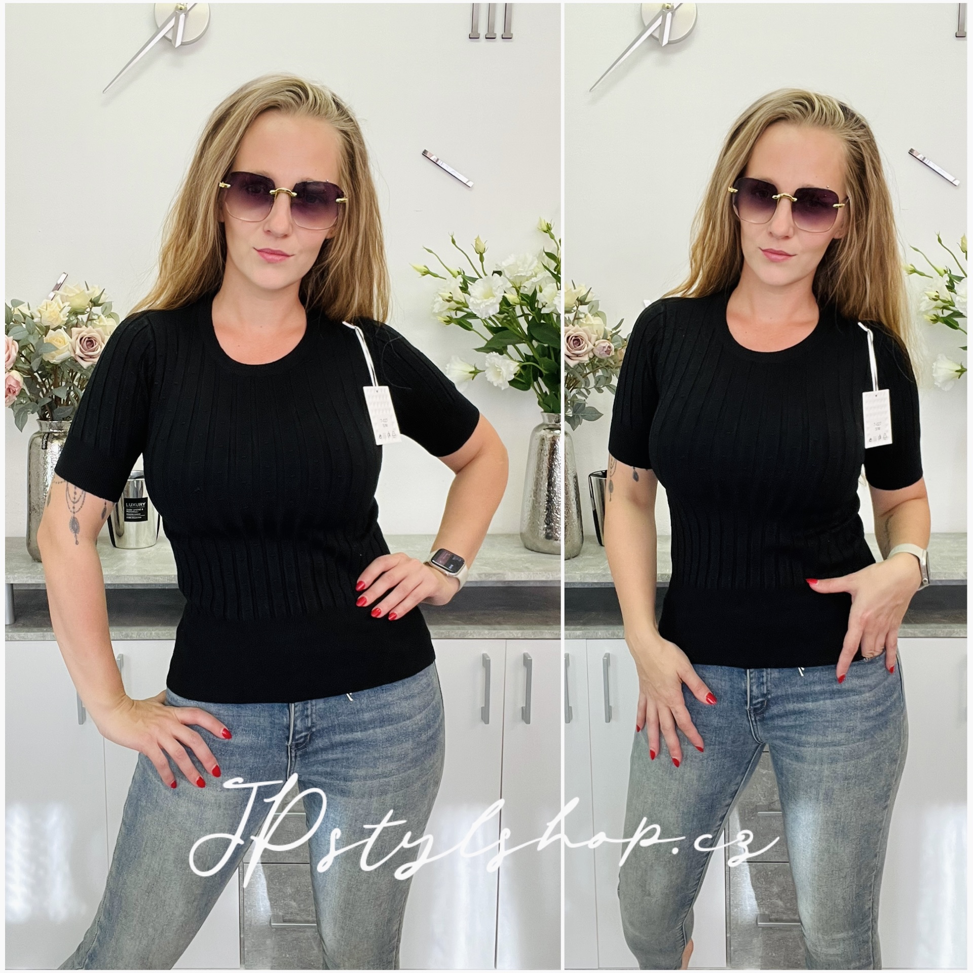 Kombinovaná úpletová halenka Jasny