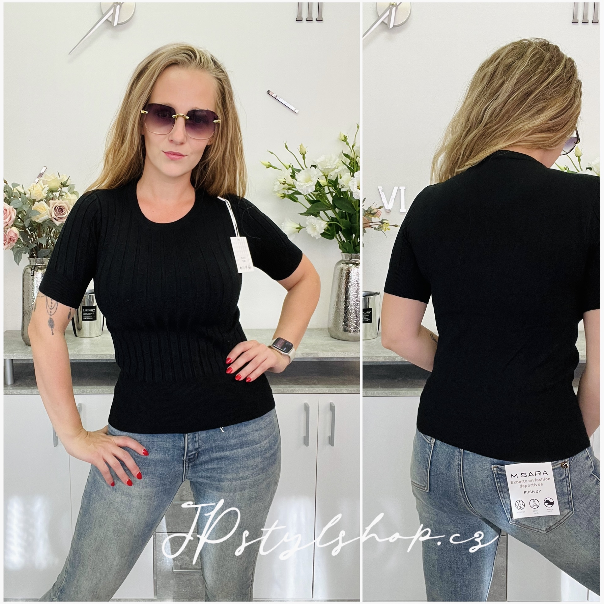 Kombinovaná úpletová halenka Jasny