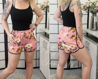 Kraťásky s květem - růžové