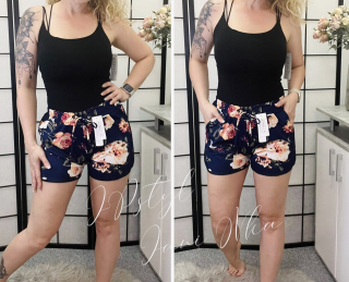 Kraťásky s květem - tmavě modré