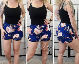 Kraťásky s květem - královské modré