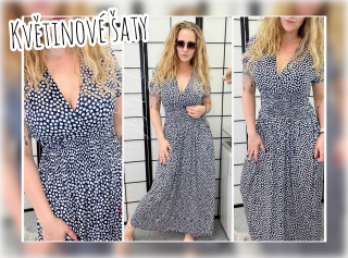 DLOUHÉ KVĚTINOVÉ ŠATEČKY - tmavě modré