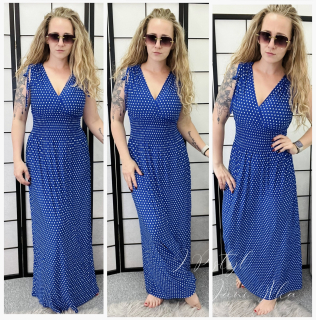 DLOUHÉ PUNTÍKOVÉ ŠATEČKY - královské modré