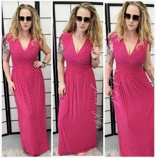 DLOUHÉ PUNTÍKOVÉ ŠATEČKY - fushia