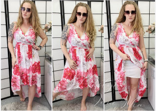 Květinové šaty - červený květ