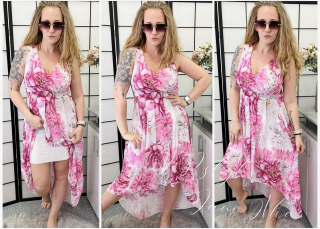 Květinové šaty - fushiový květ