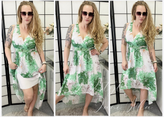 Květinové šaty - zelené květ