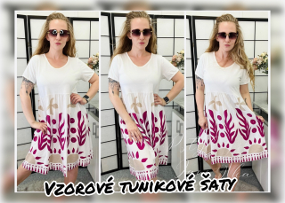 Vzorové tunikové šaty - fushia vzor