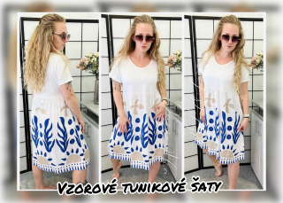 Vzorové tunikové šaty - královský modrý vzor