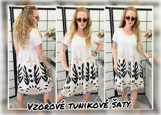 Vzorové tunikové šaty - černé
