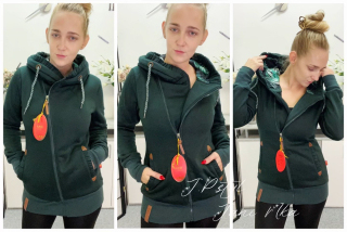 Prodloužená mikina - lahvově zelená