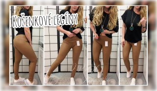 Koženkové legíny - camel