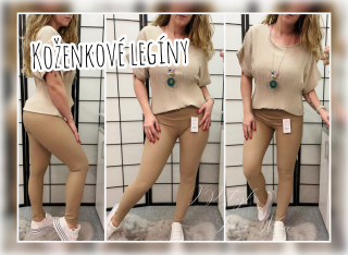 Koženkové legíny - krémové