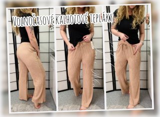 Volnočasové kalhotové tepláky - krémové