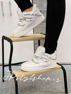 Zateplené botasky - bílé