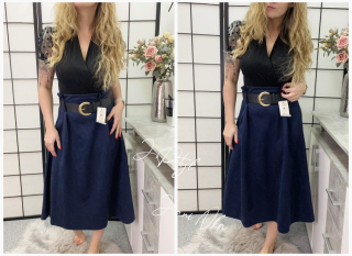 Semišková sukně s páskem