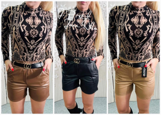 Koženkové kraťasy s páskem 