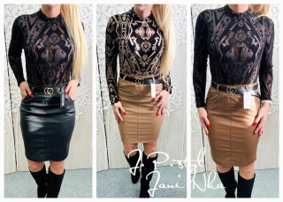 Koženková sukně s páskem