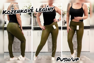 Koženkové kalhotové legíny - guma