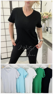 Jednobarevné triko - výstřih do V